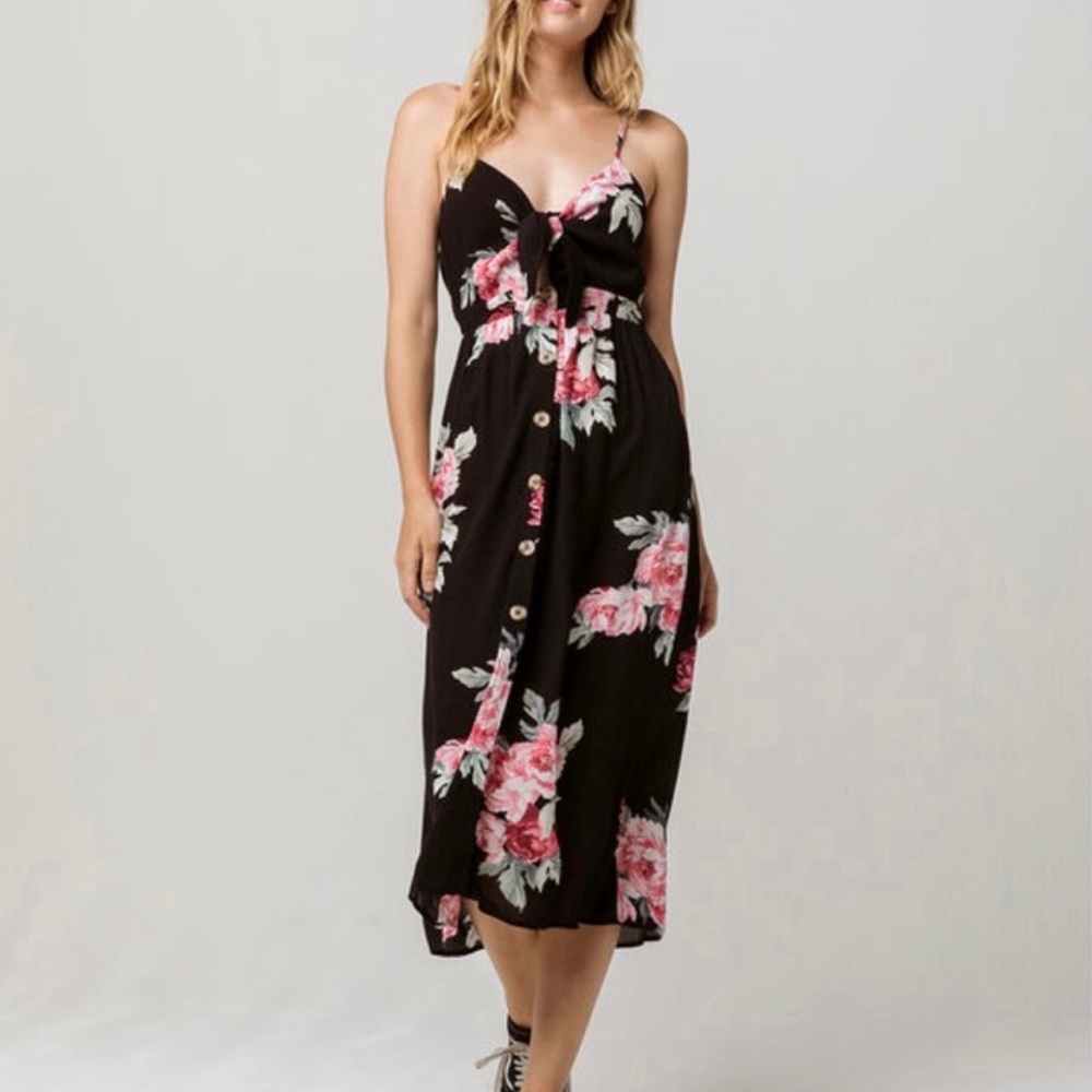 Mimi Chica Floral Dress with front tie, Size XS